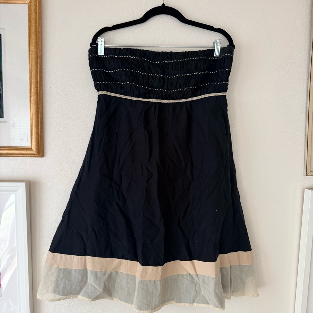 The Limited Black and Cream Strapless Dress